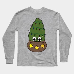 Cute Cactus Design #223: Cactus With Christmas Lights Long Sleeve T-Shirt